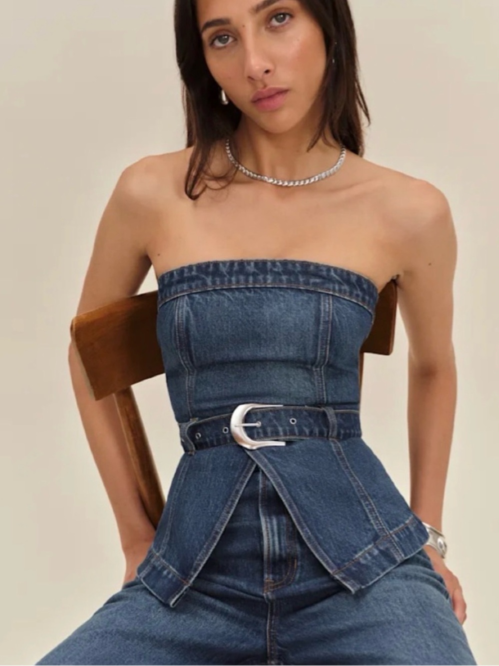 NWT Reformation Collins Denim Top